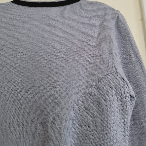 St John Sport Santana Wool Blend Cardigan Size Medium Contrast Trim Blue - Picture 10 of 14